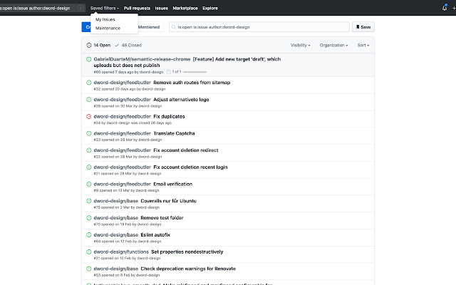 GitHub Saved Filters from Chrome web store to be run with OffiDocs Chromium online GitHub Saved Filters from Chrome web store to be run with OffiDocs Chromium online