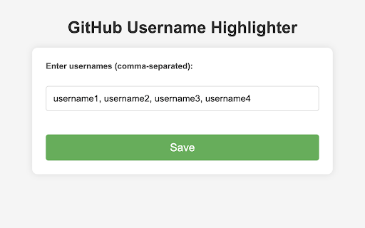 GitHub Username Highlighter from Chrome web store to be run with OffiDocs Chromium online GitHub Username Highlighter from Chrome web store to be run with OffiDocs Chromium online