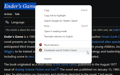 Goodreads Search Context Menu from Chrome web store to be run with OffiDocs Chromium online Goodreads Search Context Menu from Chrome web store to be run with OffiDocs Chromium online