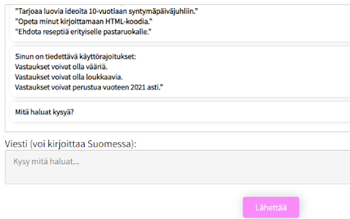 GPT Finland assistentti from Chrome web store to be run with OffiDocs Chromium online GPT Finland assistentti from Chrome web store to be run with OffiDocs Chromium online