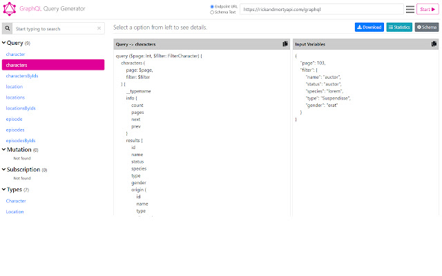 Graphql Query Generator from Chrome web store to be run with OffiDocs Chromium online Graphql Query Generator from Chrome web store to be run with OffiDocs Chromium online