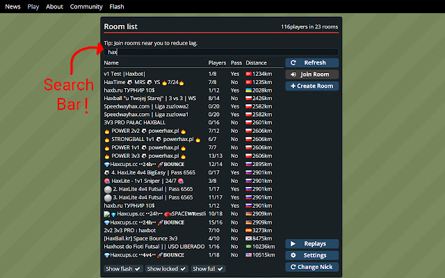 Haxball Room Search from Chrome web store to be run with OffiDocs Chromium online Haxball Room Search from Chrome web store to be run with OffiDocs Chromium online