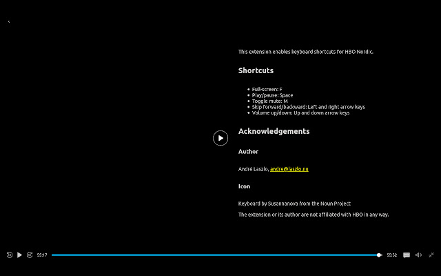 HBO Europe Keyboard Shortcuts from Chrome web store to be run with OffiDocs Chromium online HBO Europe Keyboard Shortcuts from Chrome web store to be run with OffiDocs Chromium online