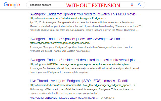Hide Avengers:Endgame Spoilers from Chrome web store to be run with OffiDocs Chromium online Hide Avengers:Endgame Spoilers from Chrome web store to be run with OffiDocs Chromium online