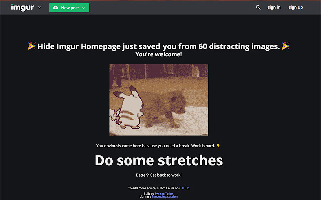 Hide imgur homepage from Chrome web store to be run with OffiDocs Chromium online Hide imgur homepage from Chrome web store to be run with OffiDocs Chromium online