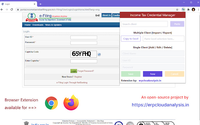 Income Tax Credential Manager from Chrome web store to be run with OffiDocs Chromium online Income Tax Credential Manager from Chrome web store to be run with OffiDocs Chromium online