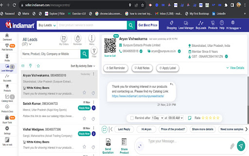 IndiaMart Lead Manager from Chrome web store to be run with OffiDocs Chromium online IndiaMart Lead Manager from Chrome web store to be run with OffiDocs Chromium online