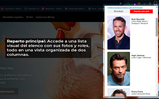 Info y Tráilers de Películas y Series Reseñas, Reparto y Más from Chrome web store to be run with OffiDocs Chromium online Info y Tráilers de Películas y Series Reseñas, Reparto y Más from Chrome web store to be run with OffiDocs Chromium online