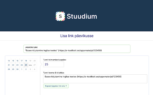 Jaga Stuudiumisse from Chrome web store to be run with OffiDocs Chromium online Jaga Stuudiumisse from Chrome web store to be run with OffiDocs Chromium online