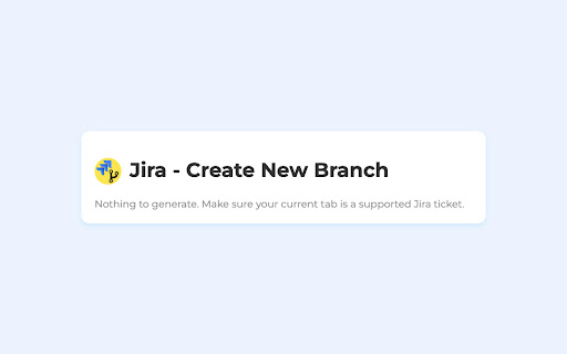 Jira Create New Branch Command Generator from Chrome web store to be run with OffiDocs Chromium online Jira Create New Branch Command Generator from Chrome web store to be run with OffiDocs Chromium online
