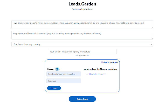 Leads.Garden connect from Chrome web store to be run with OffiDocs Chromium online Leads.Garden connect from Chrome web store to be run with OffiDocs Chromium online