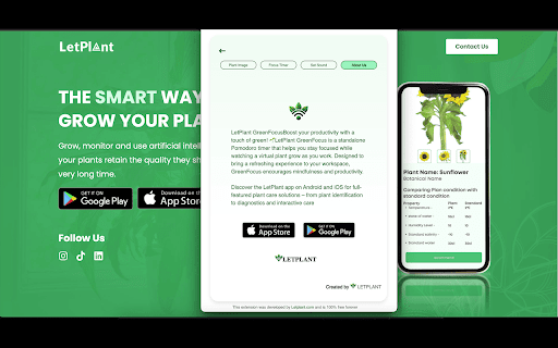 LetPlant GreenFocus Pomodoro Timer from Chrome web store to be run with OffiDocs Chromium online LetPlant GreenFocus Pomodoro Timer from Chrome web store to be run with OffiDocs Chromium online