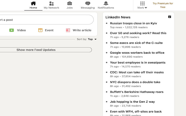 LinkedIn News Blocker from Chrome web store to be run with OffiDocs Chromium online LinkedIn News Blocker from Chrome web store to be run with OffiDocs Chromium online