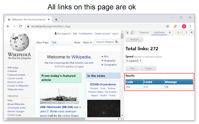 Links tester from Chrome web store to be run with OffiDocs Chromium online Links tester from Chrome web store to be run with OffiDocs Chromium online
