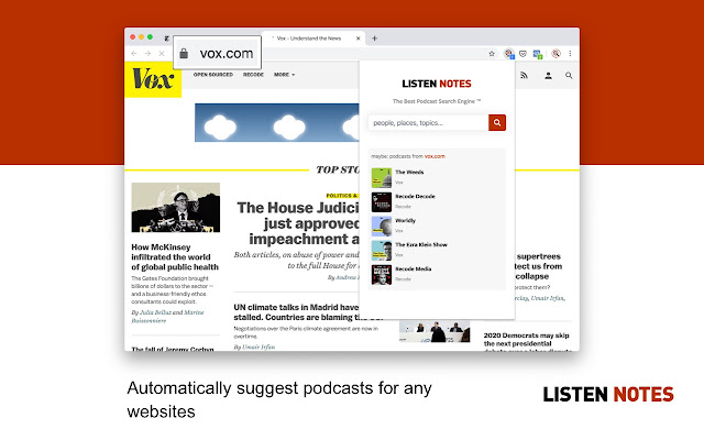 Listen Notes for Chrome podcast search from Chrome web store to be run with OffiDocs Chromium online Listen Notes for Chrome podcast search from Chrome web store to be run with OffiDocs Chromium online