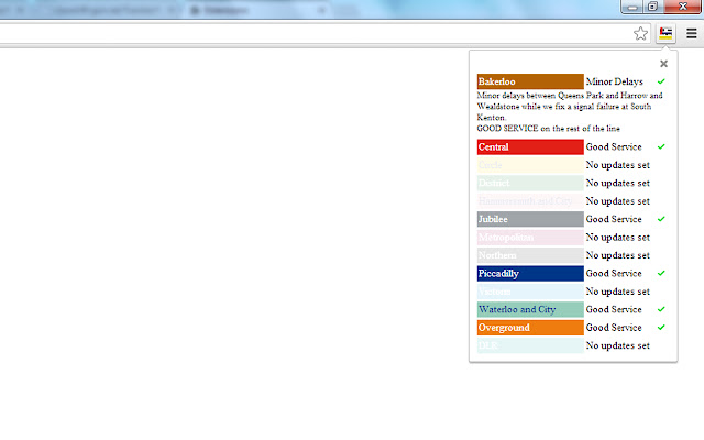 London Underground status updates from Chrome web store to be run with OffiDocs Chromium online London Underground status updates from Chrome web store to be run with OffiDocs Chromium online