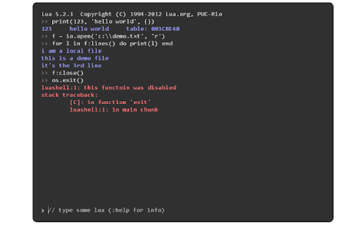 Lua Shell from Chrome web store to be run with OffiDocs Chromium online Lua Shell from Chrome web store to be run with OffiDocs Chromium online