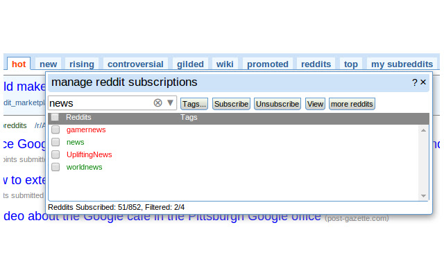 Manage Reddit Subscriptions from Chrome web store to be run with OffiDocs Chromium online Manage Reddit Subscriptions from Chrome web store to be run with OffiDocs Chromium online