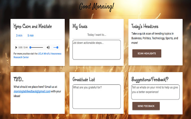 MorningTab from Chrome web store to be run with OffiDocs Chromium online MorningTab from Chrome web store to be run with OffiDocs Chromium online