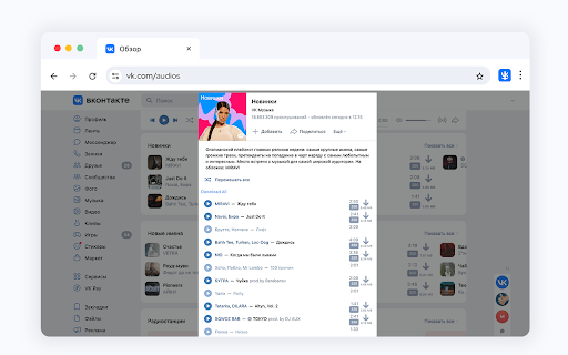Music Downloader VKsaver from Chrome web store to be run with OffiDocs Chromium online Music Downloader VKsaver from Chrome web store to be run with OffiDocs Chromium online