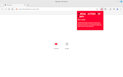 MYRA: Make YouTube Red Again from Chrome web store to be run with OffiDocs Chromium online MYRA: Make YouTube Red Again from Chrome web store to be run with OffiDocs Chromium online