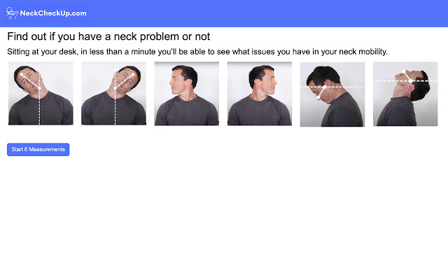 NeckCheckUp: Prevent Neck Pain from Chrome web store to be run with OffiDocs Chromium online NeckCheckUp: Prevent Neck Pain from Chrome web store to be run with OffiDocs Chromium online
