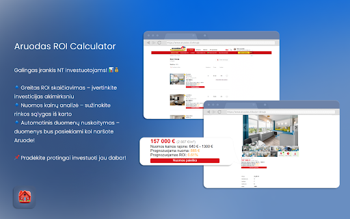 Nekilnojamojo Turto Skelbimų ROI (Real Estate Listing ROI) from Chrome web store to be run with OffiDocs Chromium online Nekilnojamojo Turto Skelbimų ROI (Real Estate Listing ROI) from Chrome web store to be run with OffiDocs Chromium online