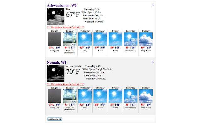 NOAA NWS Weather Forecast from Chrome web store to be run with OffiDocs Chromium online NOAA NWS Weather Forecast from Chrome web store to be run with OffiDocs Chromium online