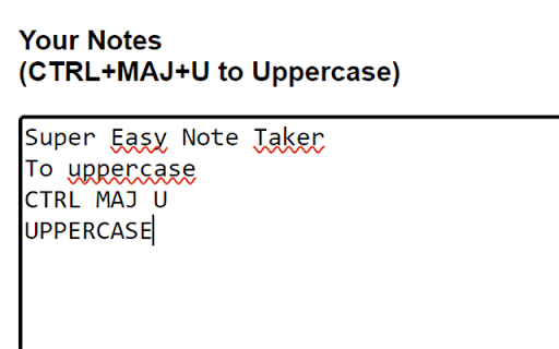 Note Taker and Ctrl+Shift+U To Uppercase from Chrome web store to be run with OffiDocs Chromium online Note Taker and Ctrl+Shift+U To Uppercase from Chrome web store to be run with OffiDocs Chromium online