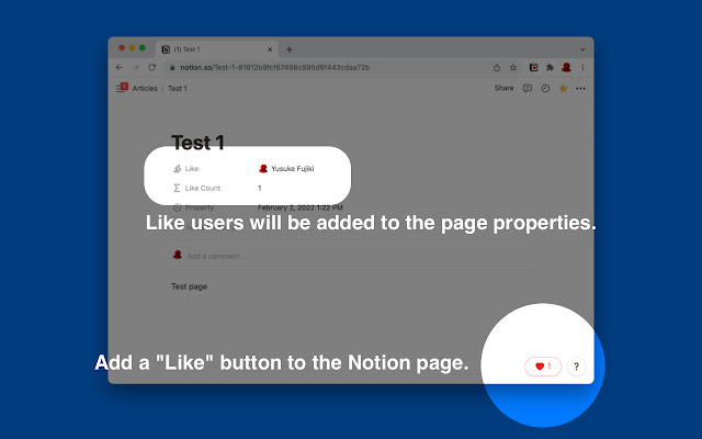 Notion Like Button from Chrome web store to be run with OffiDocs Chromium online Notion Like Button from Chrome web store to be run with OffiDocs Chromium online