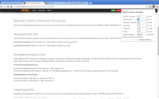 Odds conversion from Chrome web store to be run with OffiDocs Chromium online Odds conversion from Chrome web store to be run with OffiDocs Chromium online