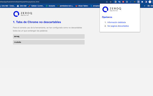 Opciones de Chrome para ZeroQ from Chrome web store to be run with OffiDocs Chromium online Opciones de Chrome para ZeroQ from Chrome web store to be run with OffiDocs Chromium online