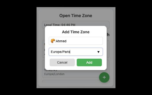 Open Time Zone from Chrome web store to be run with OffiDocs Chromium online Open Time Zone from Chrome web store to be run with OffiDocs Chromium online