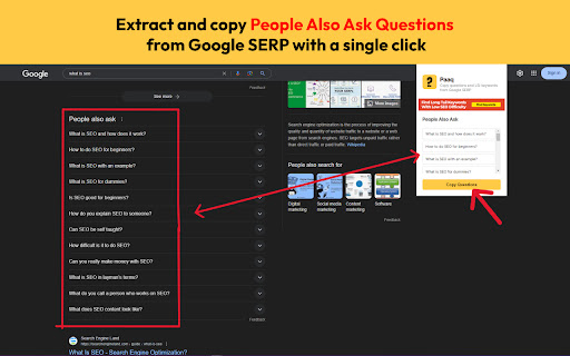 PaaQ: Extract People Also Ask questions from Google SERP from Chrome web store to be run with OffiDocs Chromium online PaaQ: Extract People Also Ask questions from Google SERP from Chrome web store to be run with OffiDocs Chromium online