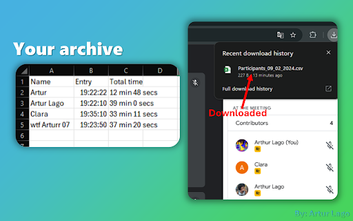 Participantes Meet Lista de Presença from Chrome web store to be run with OffiDocs Chromium online Participantes Meet Lista de Presença from Chrome web store to be run with OffiDocs Chromium online