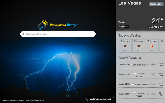 Personalized Weather from Chrome web store to be run with OffiDocs Chromium online Personalized Weather from Chrome web store to be run with OffiDocs Chromium online
