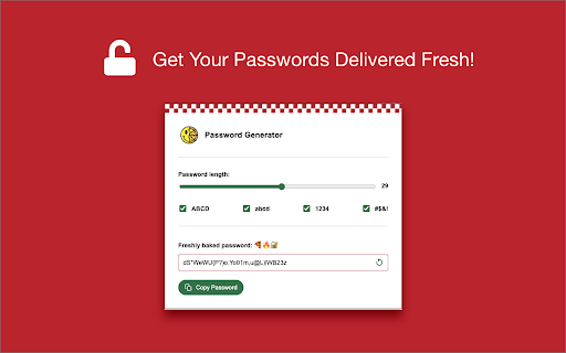 Pizza Boys Password Generator from Chrome web store to be run with OffiDocs Chromium online Pizza Boys Password Generator from Chrome web store to be run with OffiDocs Chromium online