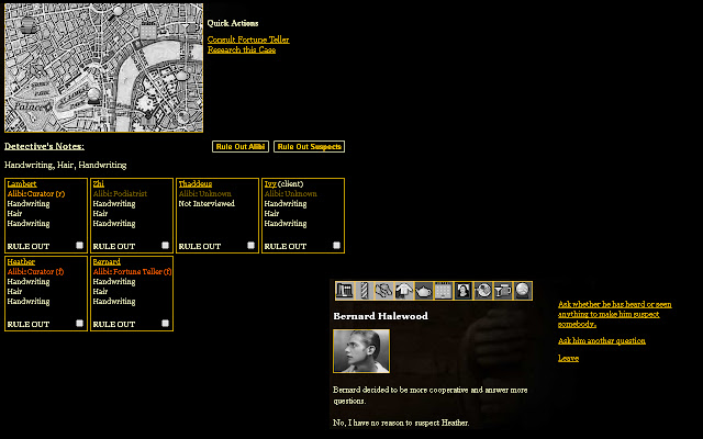 Play Sleuth Noir Add On from Chrome web store to be run with OffiDocs Chromium online Play Sleuth Noir Add On from Chrome web store to be run with OffiDocs Chromium online
