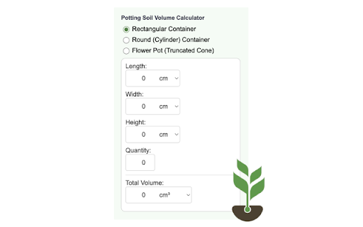 Potting Soil Volume Calculator from Chrome web store to be run with OffiDocs Chromium online Potting Soil Volume Calculator from Chrome web store to be run with OffiDocs Chromium online