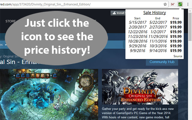 Price History for Steam™ from Chrome web store to be run with OffiDocs Chromium online Price History for Steam™ from Chrome web store to be run with OffiDocs Chromium online
