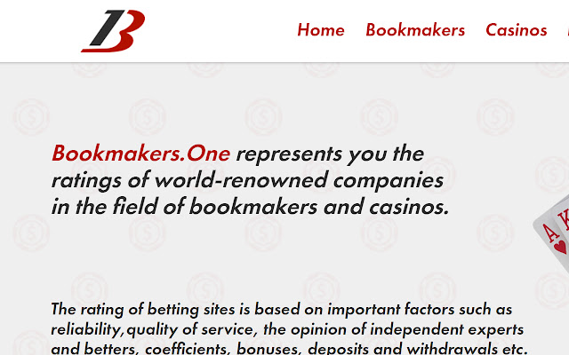 Quick access to Bookmakers.one from Chrome web store to be run with OffiDocs Chromium online Quick access to Bookmakers.one from Chrome web store to be run with OffiDocs Chromium online