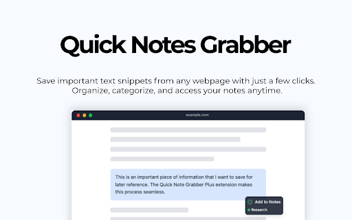 Quick Note Grabber from Chrome web store to be run with OffiDocs Chromium online Quick Note Grabber from Chrome web store to be run with OffiDocs Chromium online