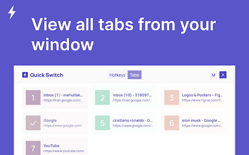 Quick Switch from Chrome web store to be run with OffiDocs Chromium online Quick Switch from Chrome web store to be run with OffiDocs Chromium online