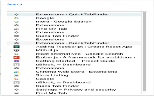 QuickTabFinder from Chrome web store to be run with OffiDocs Chromium online QuickTabFinder from Chrome web store to be run with OffiDocs Chromium online