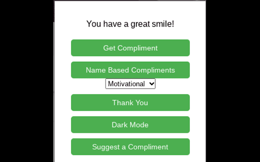 Random Compliment Extension from Chrome web store to be run with OffiDocs Chromium online Random Compliment Extension from Chrome web store to be run with OffiDocs Chromium online