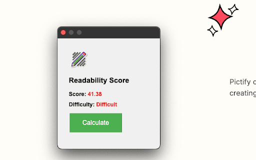 Readability Score Calculator from Chrome web store to be run with OffiDocs Chromium online Readability Score Calculator from Chrome web store to be run with OffiDocs Chromium online