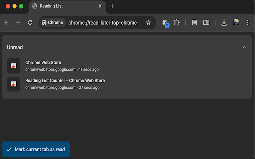 Reading List Counter from Chrome web store to be run with OffiDocs Chromium online Reading List Counter from Chrome web store to be run with OffiDocs Chromium online