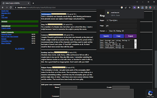 Regex Search and Extract from Chrome web store to be run with OffiDocs Chromium online Regex Search and Extract from Chrome web store to be run with OffiDocs Chromium online
