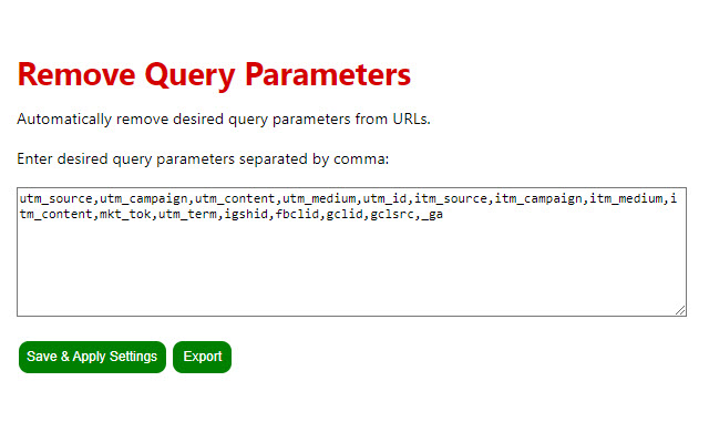 Remove Query Parameters (Beta) from Chrome web store to be run with OffiDocs Chromium online Remove Query Parameters (Beta) from Chrome web store to be run with OffiDocs Chromium online