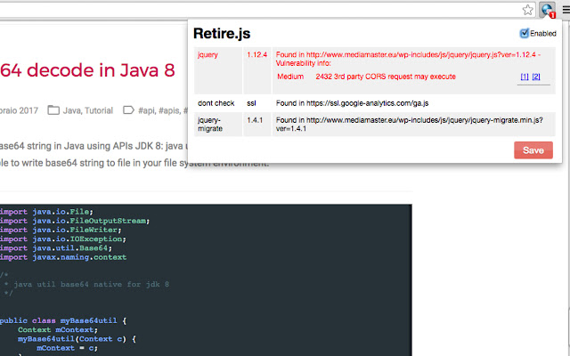 retire.js from Chrome web store to be run with OffiDocs Chromium online retire.js from Chrome web store to be run with OffiDocs Chromium online